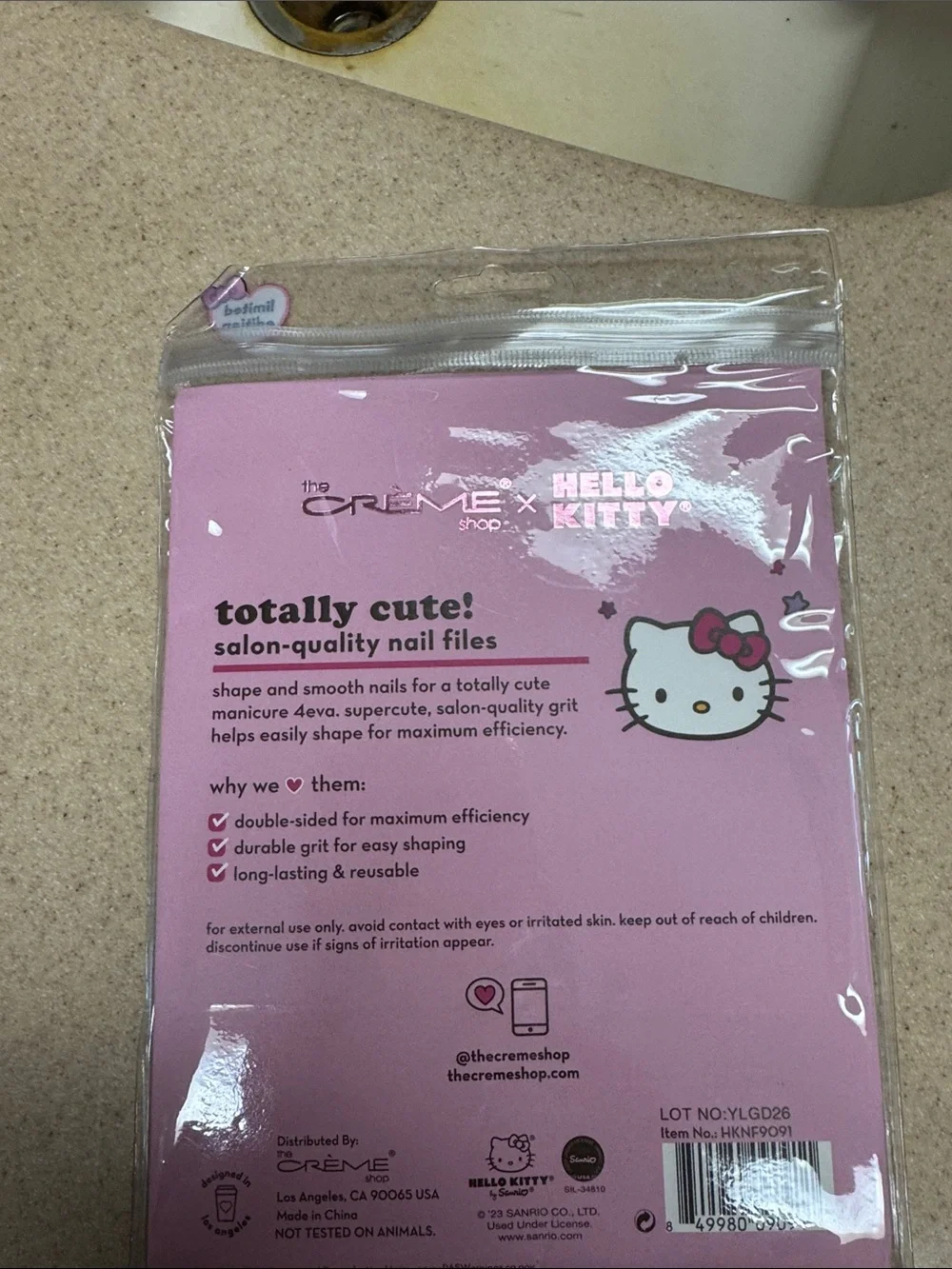 Hello Kitty Pink & Lavender Nail Files with Pink Heart Plush Blenders